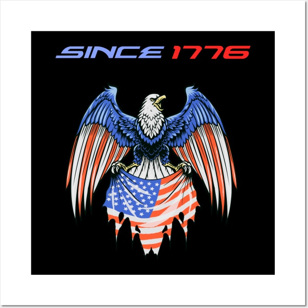 Blad eagle on 4th of  july Wall Art by Jhontee